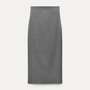 NWT Zara Heathered Grey Maxi Pencil Skirt (Body Con)